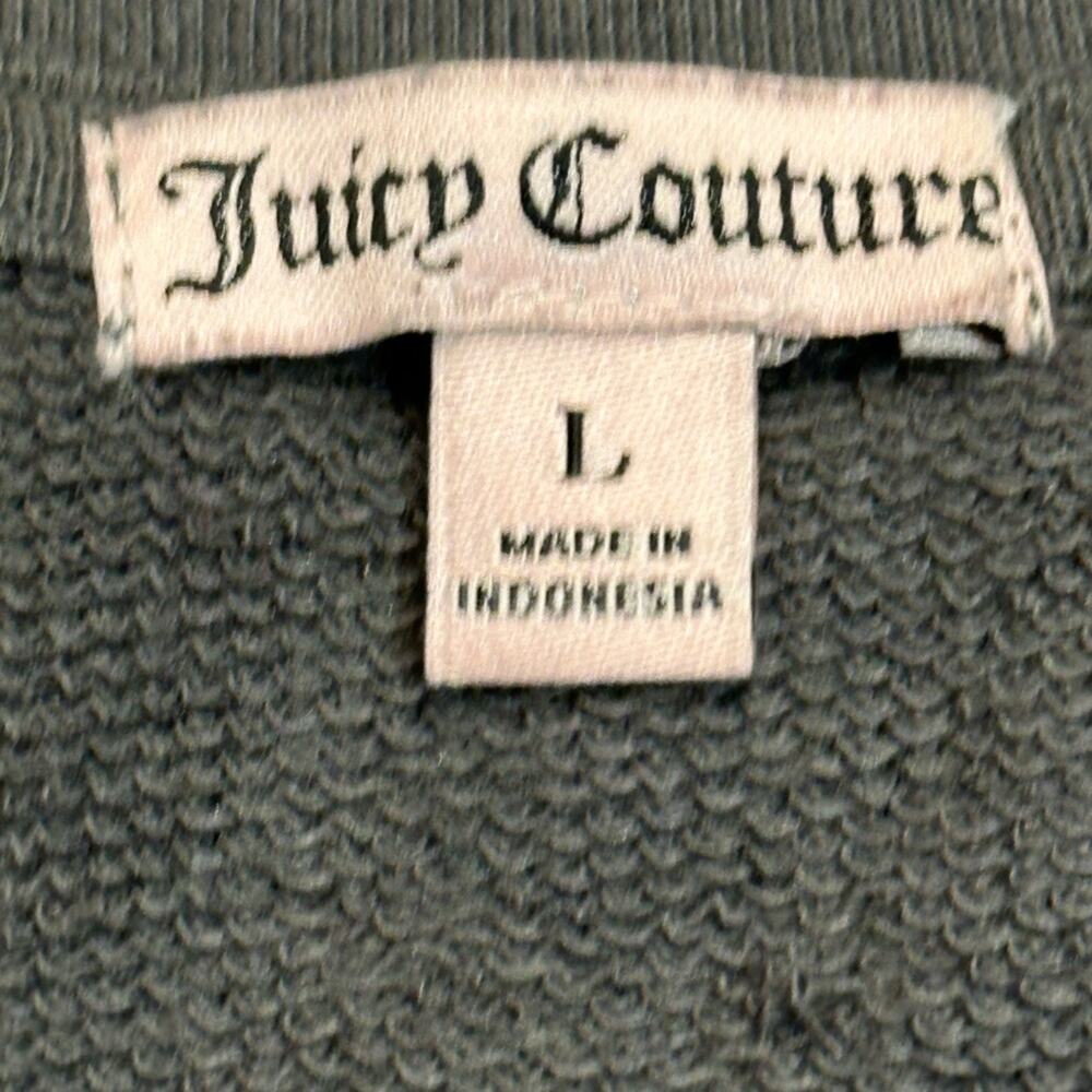 Juicy Couture Women's Size Large Charcoal Gray Sweatshirt with Gold Jeweled Logo - Picture 3 of 9